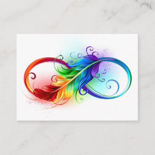 Carte De Réduction Symbole d'infini avec plume arc-en-ciel
