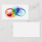 Carte De Réduction Symbole d'infini avec plume arc-en-ciel (Devant / Derrière)