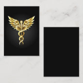 Carte De Réduction Symbole Polygonal Or Caduceus (Devant / Derrière)