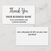 Carte De Réduction Texte des détails du nom d'entreprise Merci simple (Devant / Derrière)