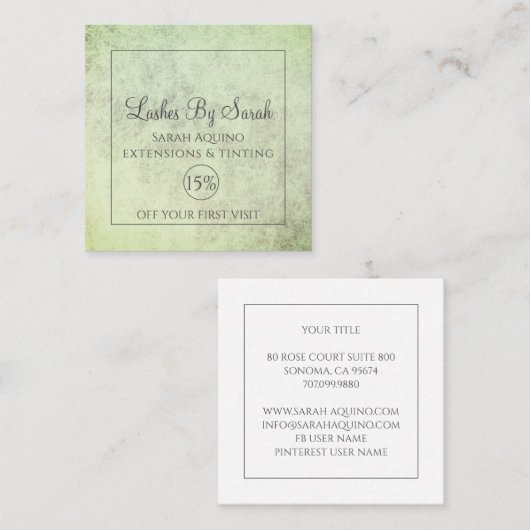 Carte De Réduction Textes Sage Green Beauté Lash Extensions & Tint (Devant / Derrière)