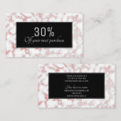 Carte De Réduction Texture rose d'aluminium de marbre d'or (Devant / Derrière)