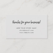 Carte De Réduction Thank | Gray Modern Minimalist (Dos)