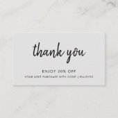 Carte De Réduction Thank | Gray Modern Minimalist (Devant)