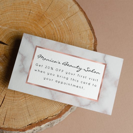 Carte De Réduction Tons bleus rose rose or blanc marbre motif