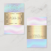 Carte De Réduction Trendy Elegant Gold Frame, Confetti Holographic (Devant / Derrière)