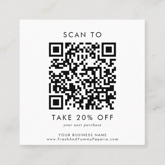 Carte De Réduction Typographie Chic Entreprise Code QR Merci (Dos)