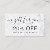 Carte De Réduction Typographie professionnelle moderne en marbre blan (Devant)