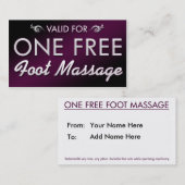 Carte De Réduction Un massage libre de pied (Devant / Derrière)