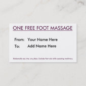 Carte De Réduction Un massage libre de pied (Dos)