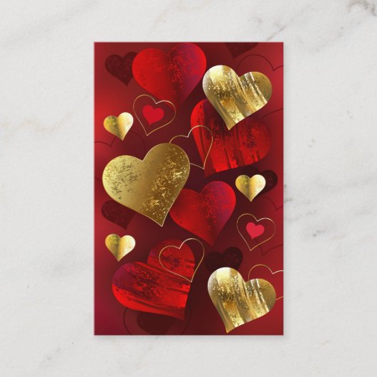 Carte De Réduction Valentines dorées et rouges (Devant)