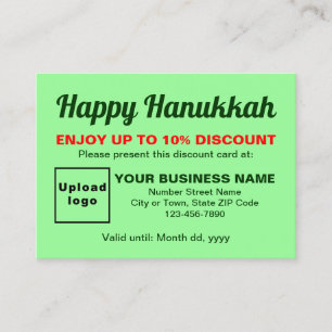 Carte de réduction verte de Hanukkah pour les entr