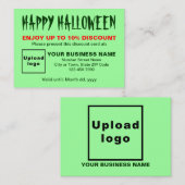Carte de réduction verte d'Halloween d'affaires (Devant / Derrière)