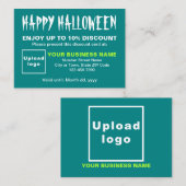 Carte de réduction verte Turquoise Halloween d'aff (Devant / Derrière)