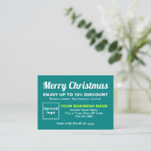 Carte de réduction verte Turquoise pour Noël d'aff (Debout devant)