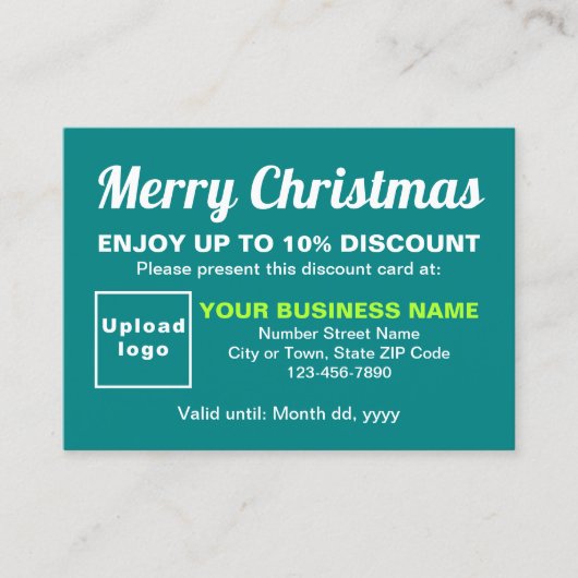 Carte de réduction verte Turquoise pour Noël d'aff (Devant)