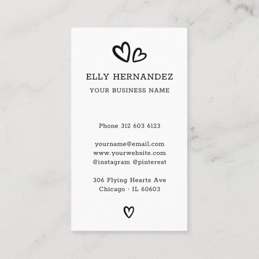 Carte de réduction verticale Merci noir Heart Logo (Dos)