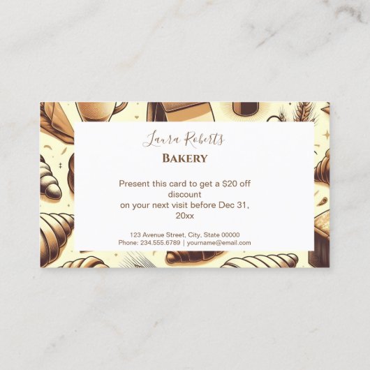 Carte De Réduction Vintage Rustic Bakery (Dos)