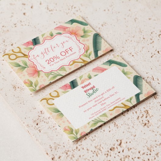 Carte De Réduction Watercolor Floral Hair Stylist Business