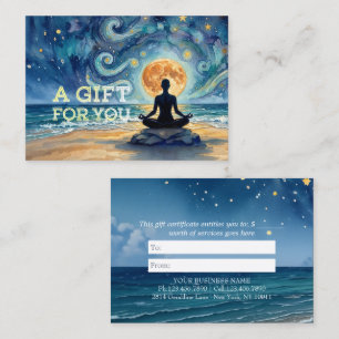 Carte De Réduction Yoga Méditation Ciel Nocturne Étoilé Lune Plage Oc