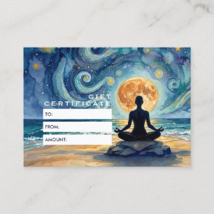 Carte De Réduction Yoga Méditation Ciel Nocturne Étoilé Lune Plage Oc
