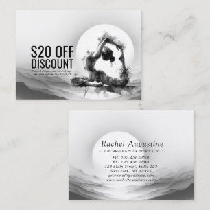 Carte De Réduction Yoga Reiki à une jambe King Pigeon Pose Aquarelle