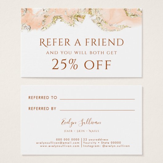 carte de référence à l'encre de pêche (Devant & derrière)