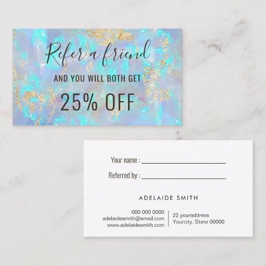 carte de référence arrière - plan opal bleu (Devant / Derrière)