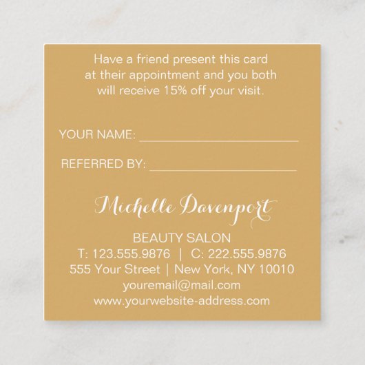 Carte de référence avec les fleurs et l'or (Dos)