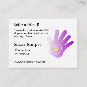 Carte de référence avec main de massage