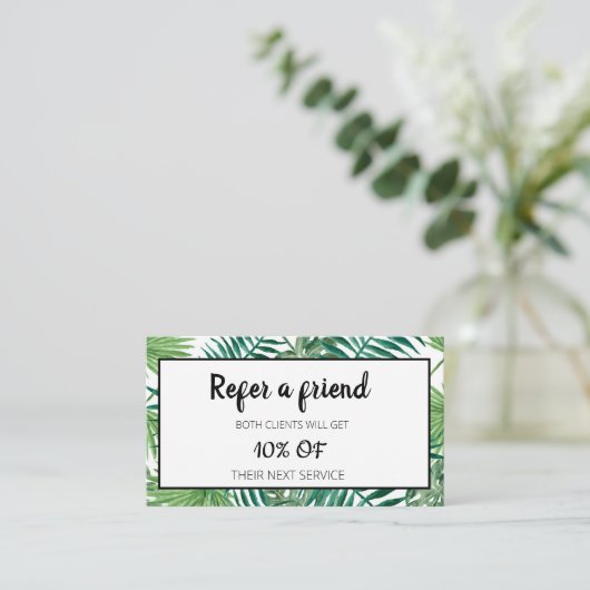 Carte de référence blanche Feuille de palme tropic (Debout devant)