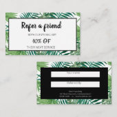 Carte de référence blanche Feuille de palme tropic (Devant / Derrière)