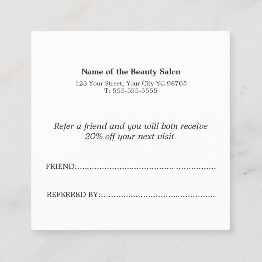 Carte de référence blanche or simple et élégante (Dos)