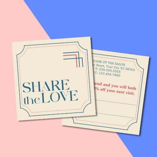 Carte de référence bleue Boho Retro simple et élég