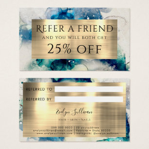 Carte de référence Blue Turquoise Watercolor et Go