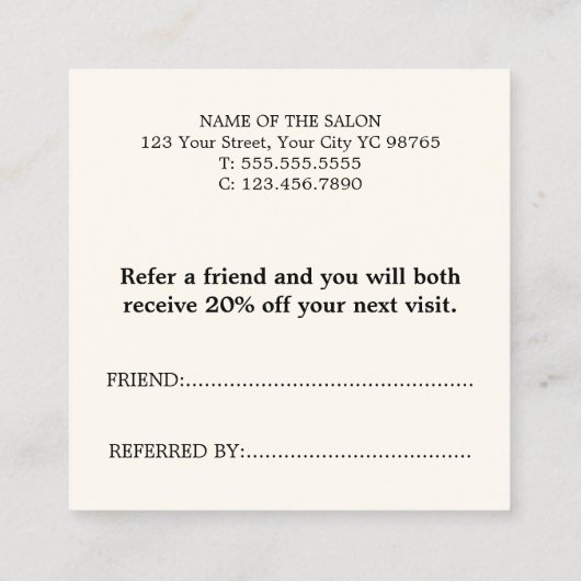 Carte de référence Boho noir blanc simple et éléga (Dos)