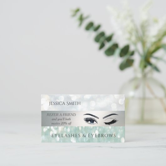 Carte de référence chic bokeh cils et sourcils (Debout devant)