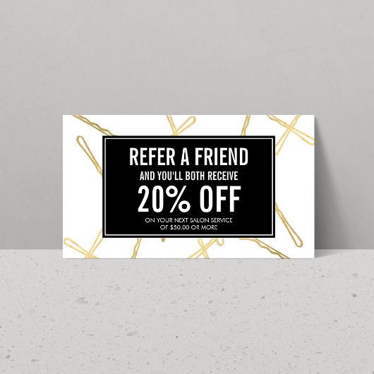 Carte de référence Chic Gold Bobby Pins Hair Salon