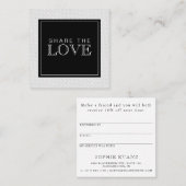 Carte de référence chic moderne en rayures noir et (Devant / Derrière)