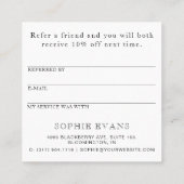 Carte de référence chic moderne en rayures noir et (Dos)