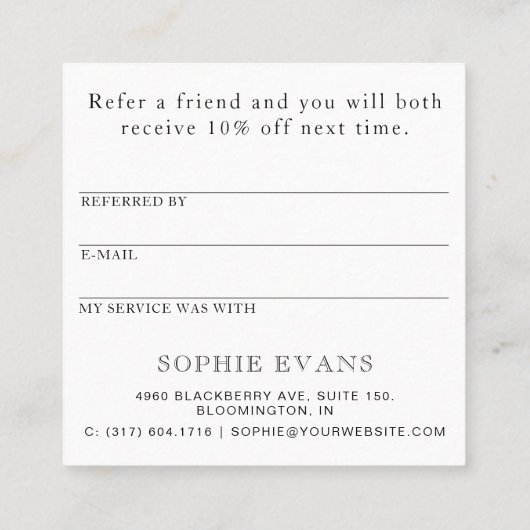 Carte de référence chic moderne en rayures noir et (Dos)