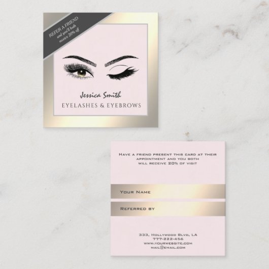 Carte de référence chic or cils & sourcils (Devant / Derrière)