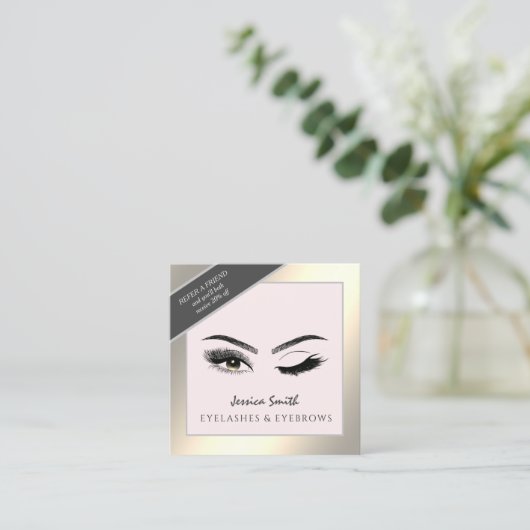 Carte de référence chic or cils & sourcils (Debout devant)