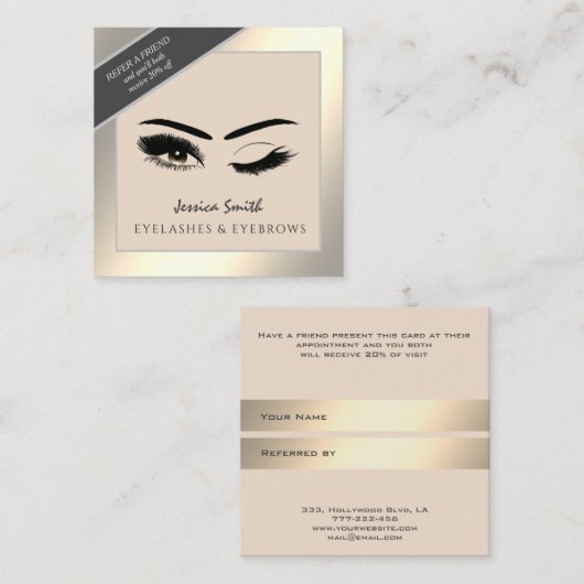 Carte de référence chic or cils & sourcils (Devant / Derrière)
