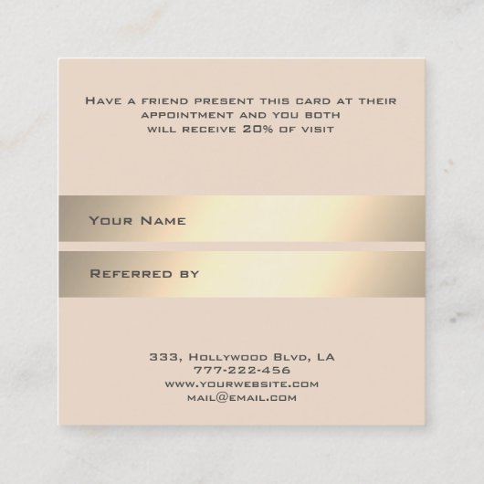 Carte de référence chic or cils & sourcils (Dos)