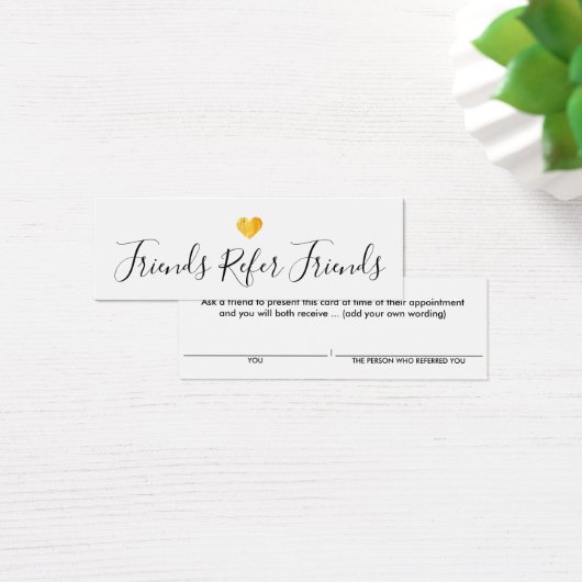 Carte de référence client Gold Heart simple (Bureau)