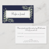 Carte de référence client Navy Blue Greenery (Devant / Derrière)