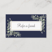 Carte de référence client Navy Blue Greenery (Devant)