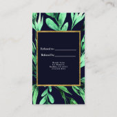 Carte de référence d'amie botanique aquarelle vert (Dos)