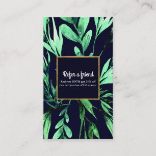 Carte de référence d'amie botanique aquarelle vert